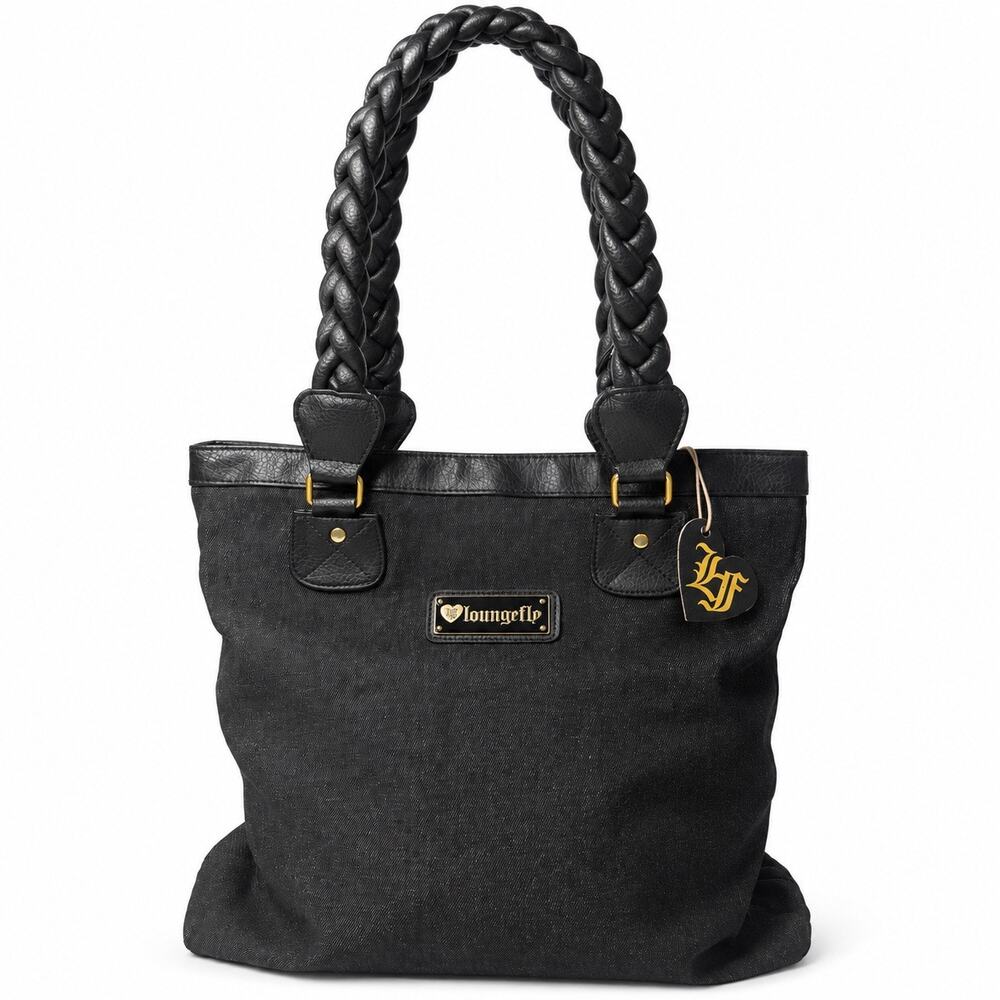 Loungefly Sugar Skull Tote Bag Black Gold Floral Braided Handle Gothic Purse - Picture 13 of 13